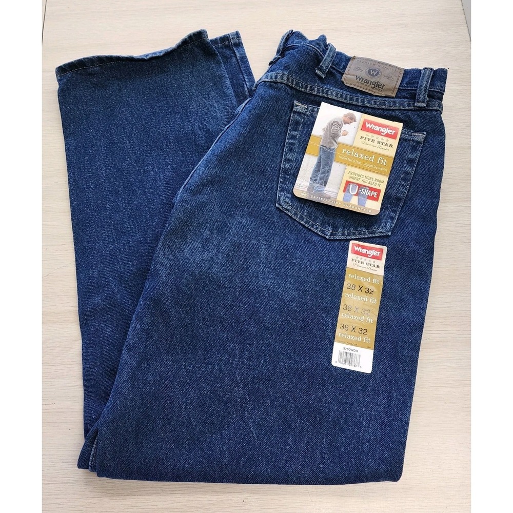Wrangler Five Star Relaxed Fit Jeans Pants Indigo Mens Tag 38 X 32 (37.5 X 31.5)